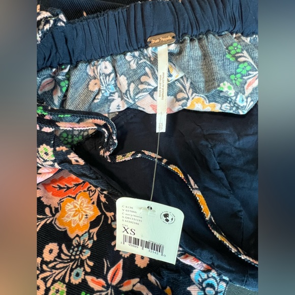NWT Free People Mini Dress Corduroy Ruffle Navy Floral Sundress Women’s Size XS - Picture 13 of 14